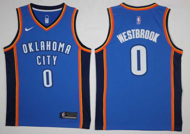 Thunder #0 Russell Westbrook Blue Nike Swingman Stitched NBA Jersey